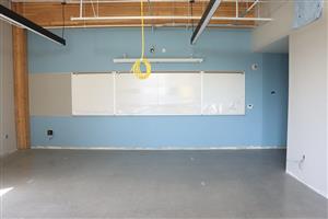 classroom with new whiteboard installed